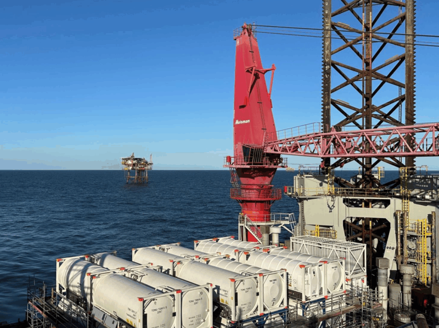 Co2 injection test for the UK Poseidon CCS Carbon Capture & Storage project in UK'S Southern North Sea